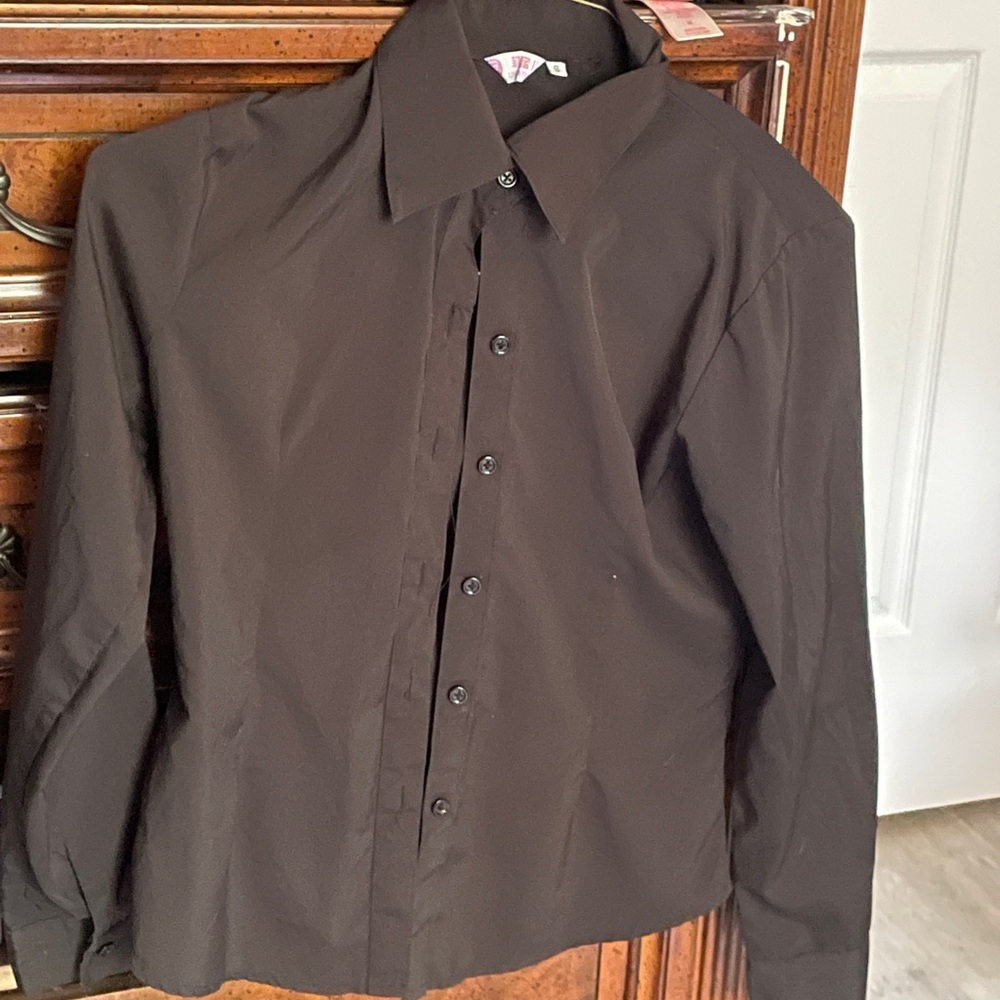 kids plain black button down